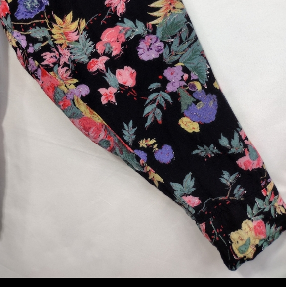 Vintage Whistles Floral Button Shirt Womens 40 Black Multicolor Retro Boho 90s - Picture 3 of 8